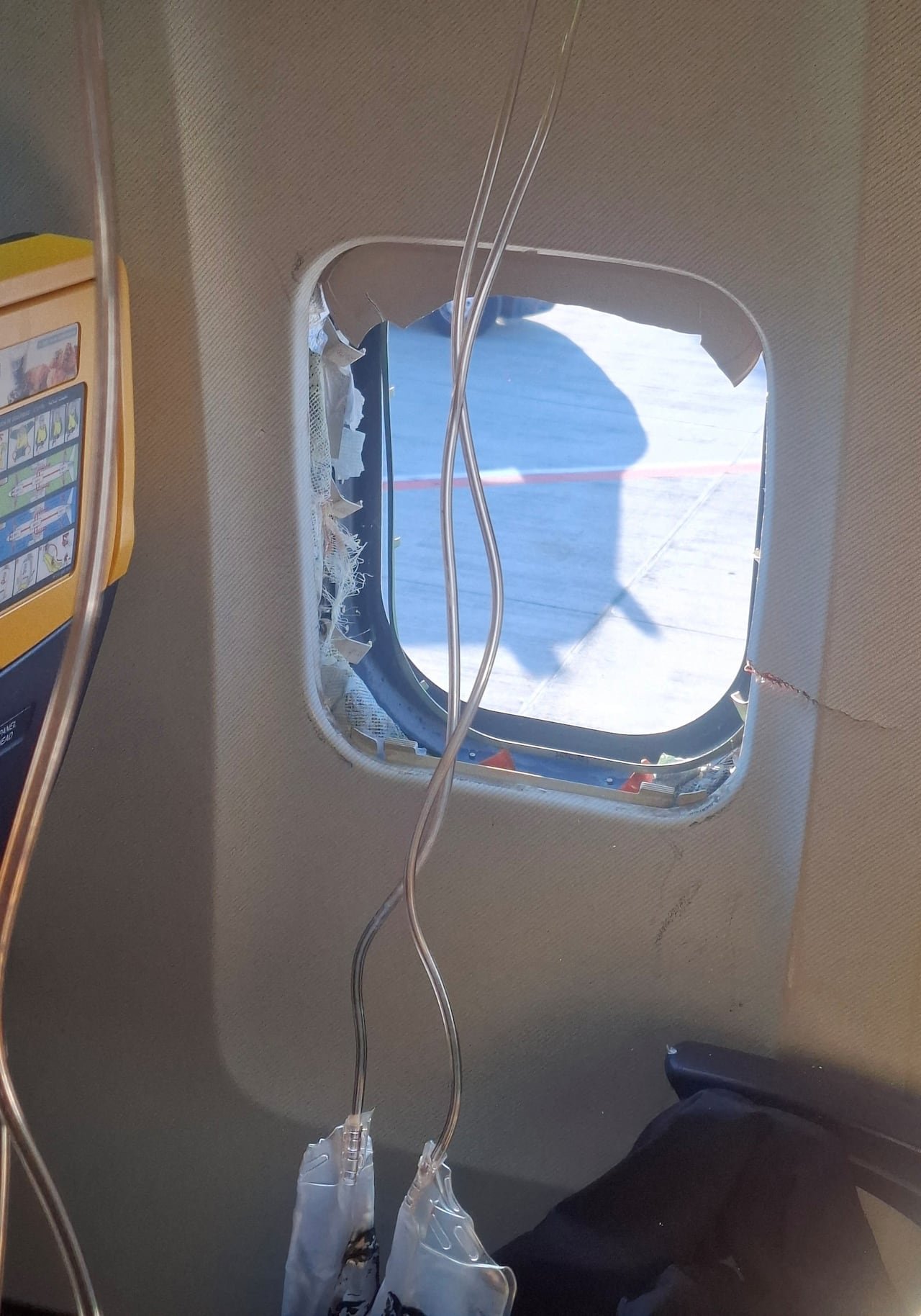 default-279 A broken window is seen on an aircraft.